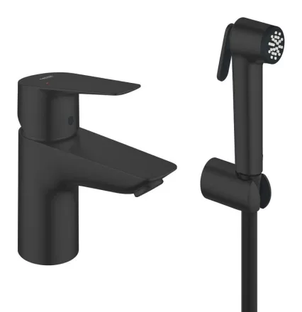Grohe QuickFix Start Edge XS mosdócsaptelep kézizuhany szettel matt fekete kivitelben