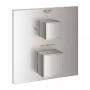 Grohe Grohtherm Cube termosztátos zuhanycsaptelep beépített elzáró/váltó szeleppel, rozsdamentes acél hatású 24154DC0