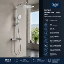 GROHE Tempesta Cosmopolitan System 250 Cube termosztátos zuhanyrendszer króm 26689001