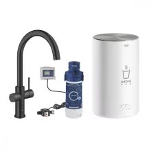  Grohe Red Duo konyhai csaptelep és M-es méretű bojler, bársony fekete 30083KS1