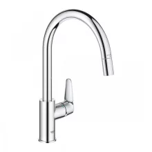   Grohe QuickFix Start Curve egykaros konyhai csaptelep magas kifolyóval kihúzható fejjel, króm 30562000