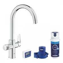   Grohe QuickFix Blue Pure StartCurve konyhai csaptelep kezdőkészlet aktív szénszűrővel, króm 30593000