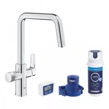   Grohe QuickFix Blue Pure Start konyhai csaptelep aktívszénszűrő kezdőkészlettel, króm 30596000