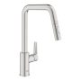 Grohe QuickFix Start konyhai csaptelep elforgatható kifolyóval és kihúzható zuhanyfejjel, rozsdamentes acél hatású 30631DC0