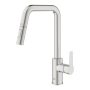 Grohe QuickFix Start konyhai csaptelep elforgatható kifolyóval és kihúzható zuhanyfejjel, rozsdamentes acél hatású 30631DC0