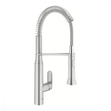   Grohe K7 egykaros konyhai csaptelep zuhanyváltóval, elfordítható kifolyóval, rozsdamentes acél hatású 31379DC0