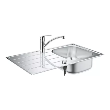 Grohe Eurosmart rozsdamentes acél mosogatótálca 86x50 cm csapteleppel és csepegtetővel, szatén 31565SD1