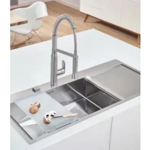   Grohe K1000 Rozsdamentes acél mosogatótálca 1160x520 csepegtetővel, balos/szatén 31581SD1