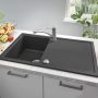 Grohe K400 Felülről beépíthető kompozit mosogatótálca csepegtetővel 860x500 mm, gránit fekete 31640AP0