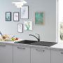 Grohe K400 Felülről beépíthető kompozit mosogatótálca csepegtetővel 860x500 mm, gránit fekete 31640AP0