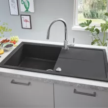   Grohe K400 Felülről beépíthető kompozit mosogatótálca csepegtetővel 1000x500 mm, gránit fekete 31641AP0