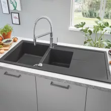   Grohe K400 Kompozit mosogatótálca csepegtetővel 1160x500 mm, gránit fekete 31643AP0