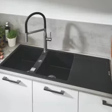   Grohe K500 Felülről beépíthető kompozit mosogatótálca csepegtetővel 1160x500 mm, gránit fekete 31647AP0