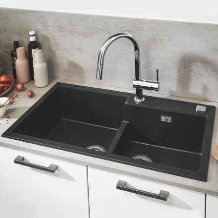 Grohe K500 Felülről beépíthető kompozit mosogatótálca 860x500 mm, gránit fekete 31649AP0