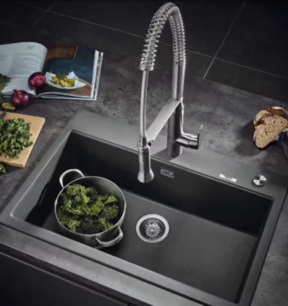 Grohe K700 Felülről beépíthető kompozit mosogató 78x51 cm, gránit fekete 31652AP0