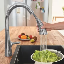   Grohe Zedra egykaros konyhai csaptelep kihúzható fejjel, rozsdamentes acél hatású 32294DC2