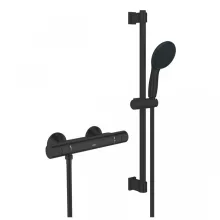   Grohe QuickFix Precision Start termosztátos zuhanycsaptelep zuhanyszettel, matt fekete 345972431