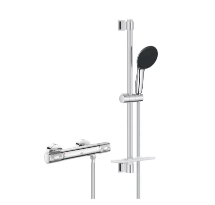 Grohe QuickFix Precision Feel termosztátos zuhanycsaptelep, 600 mm zuhanyrúd zuhanyszettel, króm 34791001