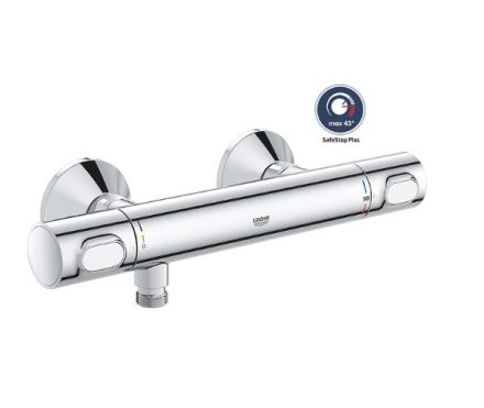 Grohe QuickFix Precision Flow termosztátos zuhanycsaptelep beépített elzárószeleppel, króm 34840000