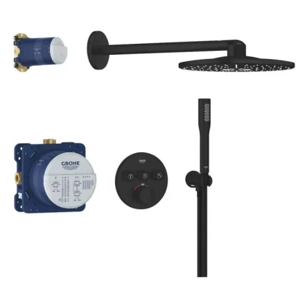 Grohe QuickFix Precision SmartControl termosztátos zuhanyrendszer Vitalio SmartActive 310 fejzuhannyal matt fekete