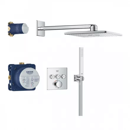 Grohe QuickFix Precision SmartControl termosztátos zuhanyrendszer Vitalio SmartActive 310 Cube fejzuhannyal króm kivitelben