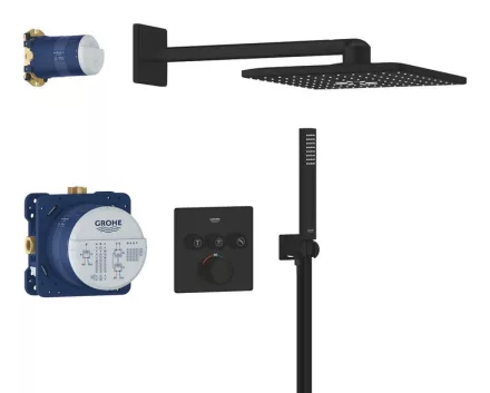 Grohe QuickFix Precision SmartControl termosztátos zuhanyrendszer matt fekete kivitelben
