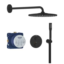 Grohe QuickFix Precision falba süllyesztett termosztátos csaptelep fejzuhannyal és zuhanyszettel matt fekete