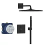 Grohe QuickFix Precision Thermostat rejtett zuhanyrendszer Vitalio Rain Mono 310 Cube fejzuhannyal matt fekete
