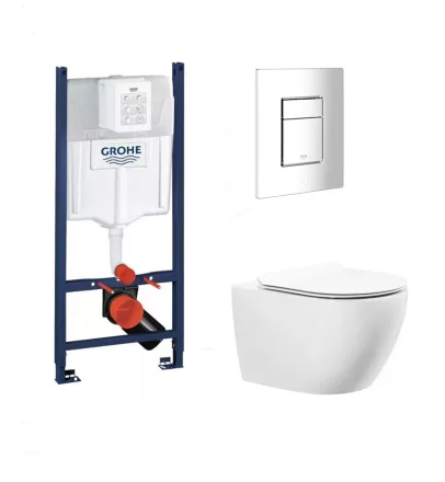 Grohe Rapid SL fali WC szett fehér Skate Cosmopolitan nyomólappal és beépíthető tartállyal