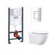 Grohe Rapid SL fali WC szett fehér Skate Cosmopolitan nyomólappal és beépíthető tartállyal