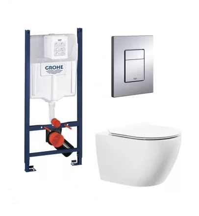 Grohe Rapid SL fali WC szett króm Skate Cosmopolitan nyomólappal és beépíthető tartállyal