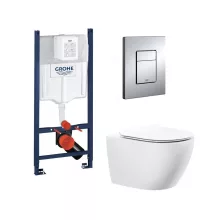 Grohe Rapid SL fali WC szett króm Skate Cosmopolitan nyomólappal és beépíthető tartállyal