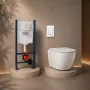 Grohe Rapid SL fali WC szett Karag Milos Rimless WC csészével, ülőkével és fehér nyomólappal