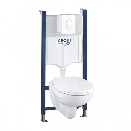 Grohe Solido Compact 4 az 1-ben WC-szett tartállyal, fali WC-vel, fehér nyomólappal 39116000