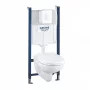 Grohe Solido Compact 4 az 1-ben WC szett tartállyal, fali WC-vel és fehér nyomólappal