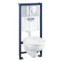 Grohe Bau Ceramic fali WC - Beépíthető WC tartállyal Szettben 39192000 - szerelőelem,WC csésze, ülőke, króm nyomólap