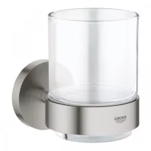   Grohe Essentials Kristálypohár, fém fali tartókonzollal, rozsdmentes acél hatású 40447DC1