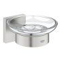 Grohe QuickFix Start Cube fali üveg szappantartó 125x56 mm, rozsdamentes acél hatású 41096DC0