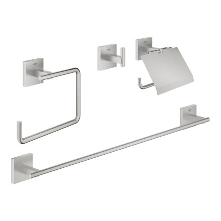 Grohe QuickFix Start Cube fürdőszobai kiegészítő szett 4 in 1, rozsdamentes acél hatású 41115DC0