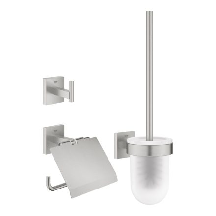 Grohe QuickFix Start Cube 3 az 1-ben fürdőszobai kiegészítő szett, rozsdamentes acél hatású 41123DC0