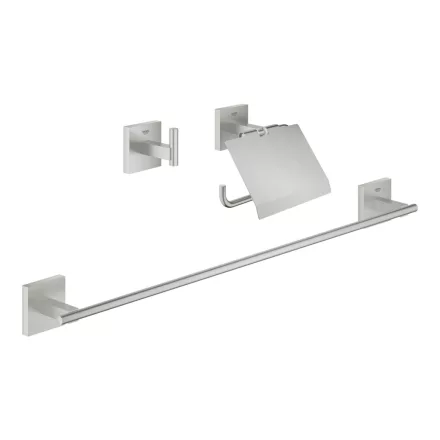 Grohe QuickFix Start Cube 3 az 1-ben fürdőszobai szett, rozsdamentes acél hatású 41124DC0