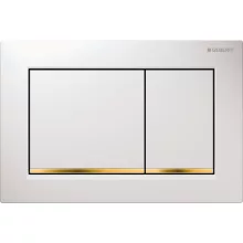 Geberit Omega30 nyomólap fehér előlappal és aranyozott díszítéssel WC tartályhoz