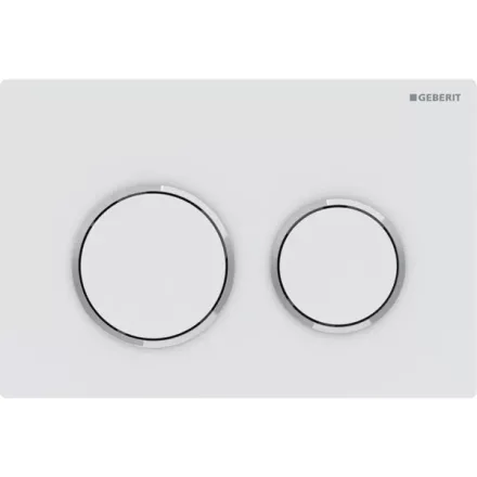 Geberit Omega20 működtetőlap kétmennyiséges öblítéshez, easy-to-clean bevonattal, matt fehér és króm kivitelben