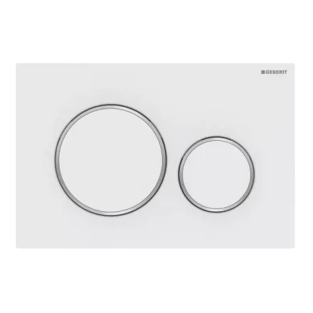 Geberit Sigma20 működtetőlap 2 mennyiséges öblítéshez matt fehér és króm kivitelben easy-to-clean bevonattal