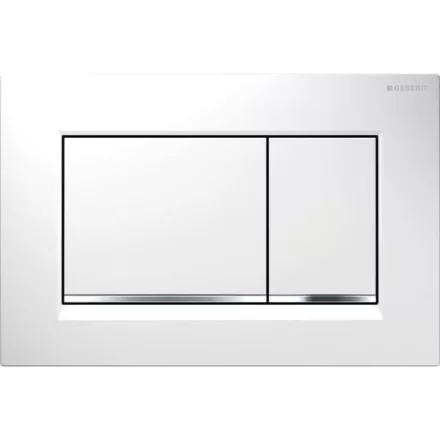 Geberit Sigma20 nyomólap fehér és fényes króm kivitelben modern WC-rendszerhez