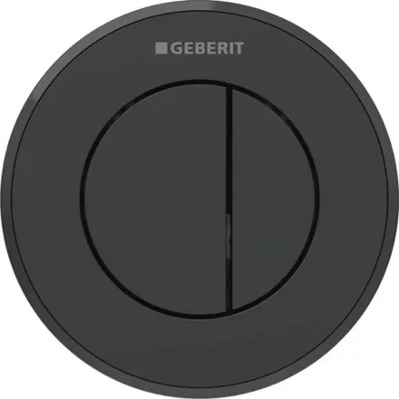 Geberit öblítő vezérlőgomb kétmennyiséges működéssel, EasyClean bevonattal, matt fekete kivitelben
