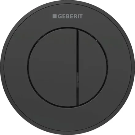 Geberit pneumatikus öblítő vezérlő kétmennyiséges működéssel, fekete és matt fekete kivitelben