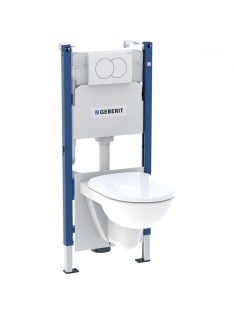   Geberit Duofix szerelőelem Selnova fali WC csésze ülőkével, Delta öblítőtartállyal és nyomólappal 118.400.11.2