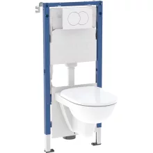  Geberit Duofix szerelőelem Selnova fali WC csésze ülőkével, Delta öblítőtartállyal és nyomólappal 118.400.11.3