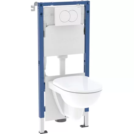 Geberit Duofix szerelőelem Selnova fali WC csésze ülőkével, Delta öblítőtartállyal és nyomólappal 118.400.11.3
